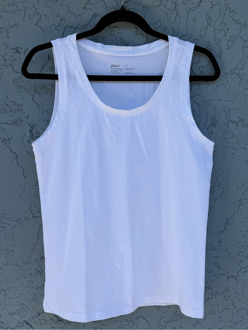 Pact Luxe Stretch White Organic Cotton Scoop Neck Tank Top S M L XL